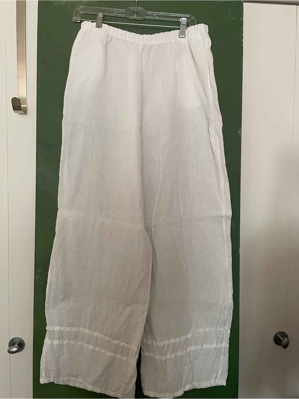 Bryn Walker white, Light Linen Elastic Waist Pintuck Pants size L